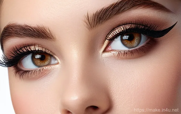 연예인 메이크업 사례 연구 - **Radiant Skin Base Makeup:** A close-up portrait of a young woman with a naturally radiant, healthy...